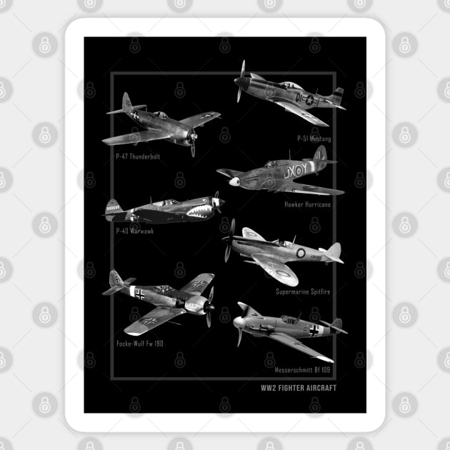 WW2 Fighter Aircraft Warbirds Sticker by Jose Luiz Filho